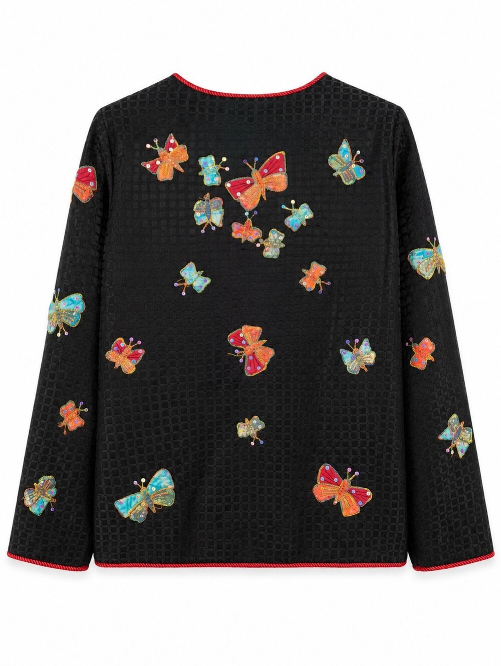 Indigo Moon Butterflies Appliques Sequin Jacket Women Size Medium - Picture 2 of 16